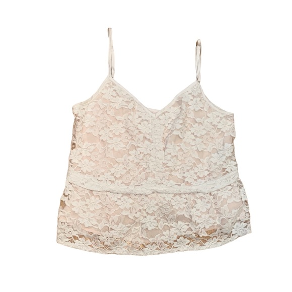 Abercrombie & Fitch White Lace Tank Top w light Pink detailing Sz S Cami Top - Picture 5 of 10